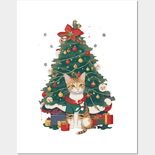 Cat and The Christmas Tree Posters and Art